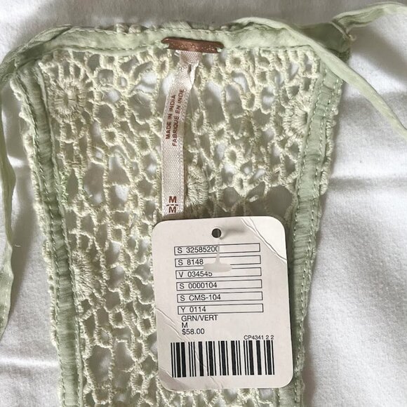 Brand New Free People Green Tank with Lace Back detailing - Picture 3 of 6